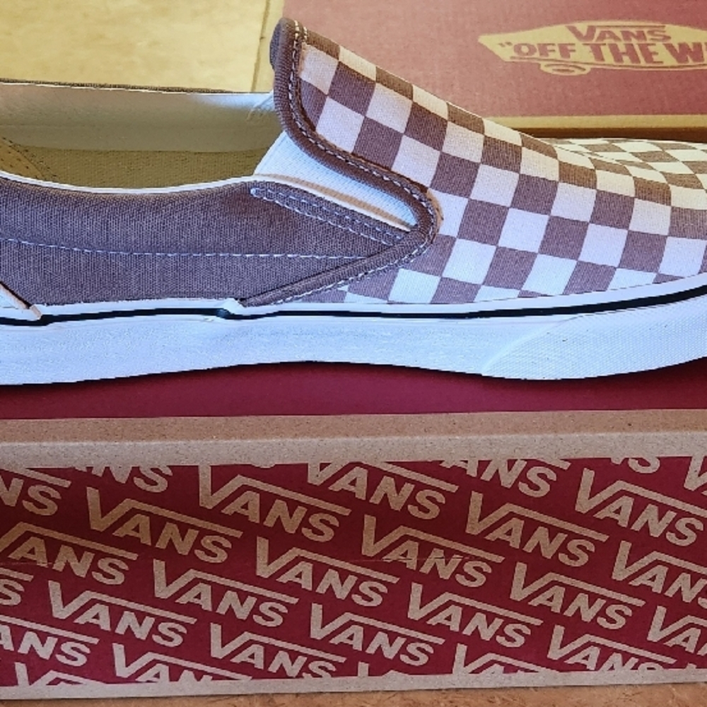 Mens Vans Grey Checkered Slip-On Shoes Nwt In Box Size 11 Free Shipping